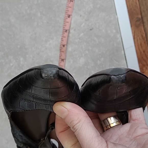 Leather Croco Embossed Slingback Heels - Picture 8 of 10